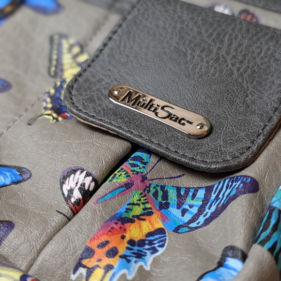 MultiSac Grey Butterfly Burst Zip Around Crossbody Bag, NWT - Picture 12 of 12